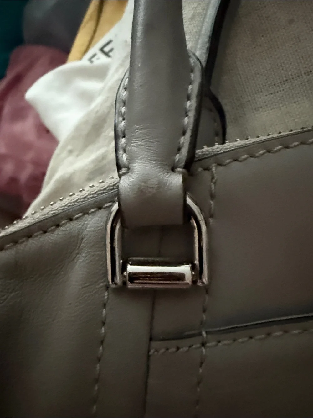 Michael Kors Gray Leather Satchel with Chain-Trim - Picture 3 of 9
